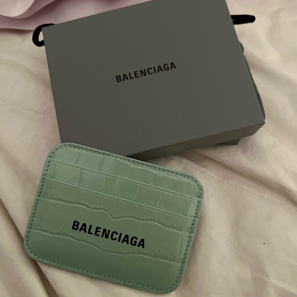 Balenciaga Croc Embossed Light Green Card Holder